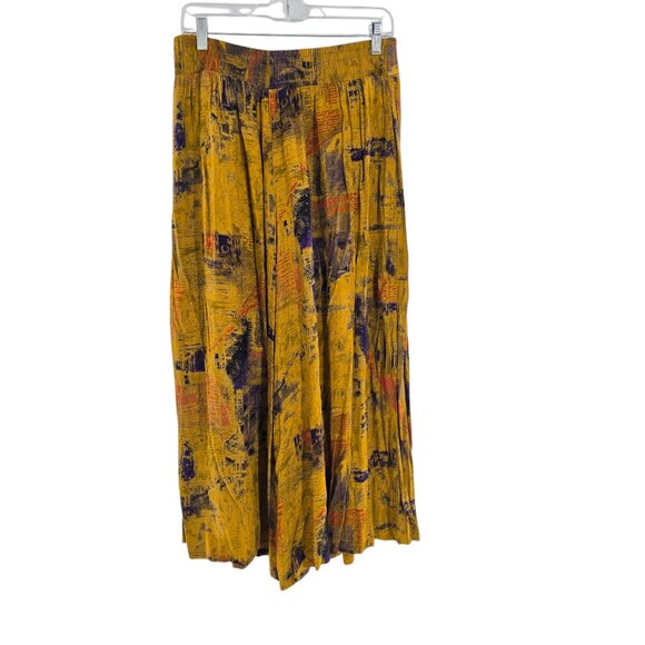 Marsha Brander Componix Size 14 Floral Culottes Split Skirt‎ Gaucho Pants Yellow - Picture 7 of 8